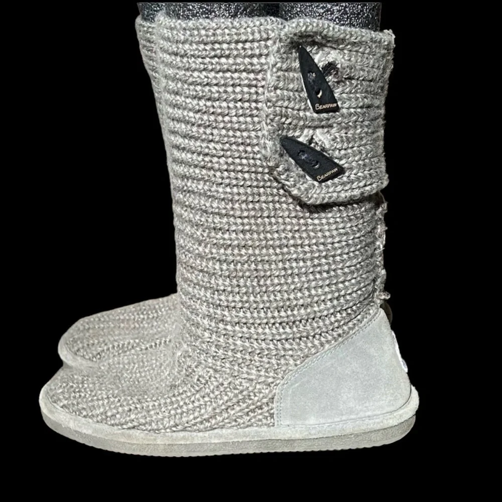 🌻Bearpaw Girl's Grey Tall (or Short) Comfortable Knit Outdoor Boots Size 5